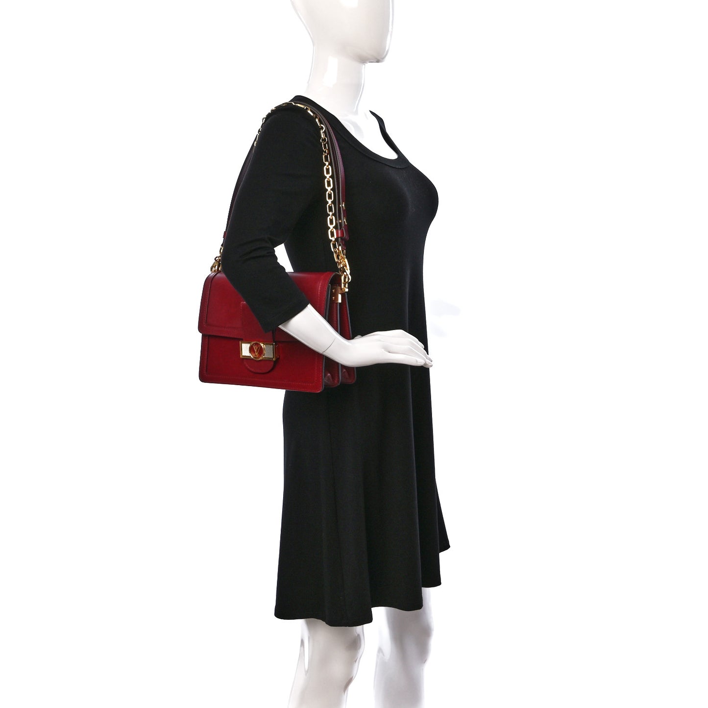 Smooth Calfskin Dauphine MM Cherry Berry
