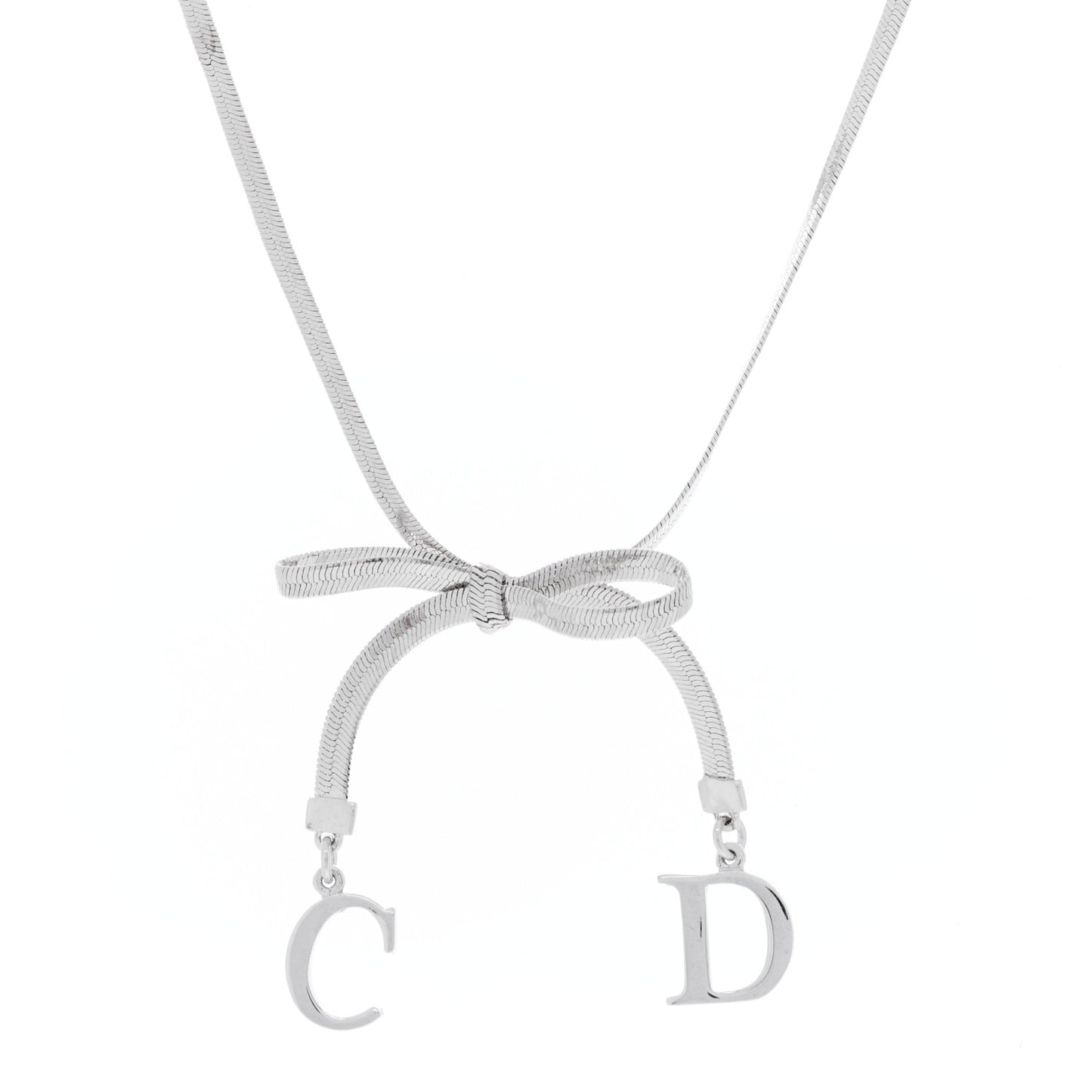 Bow CD Necklace Silver
