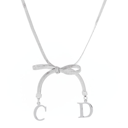 Christian Dior Bow CD Necklace Silver 1 of 3
