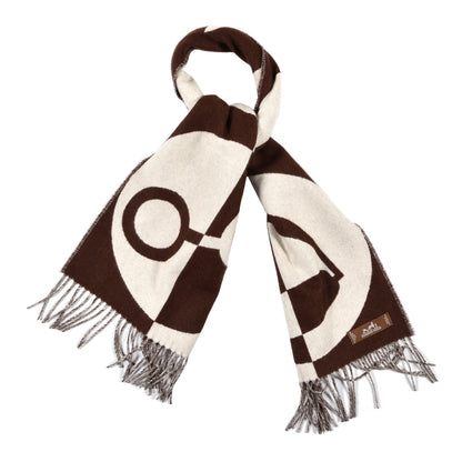 Hermes Cashmere Casaque Charms Muffler Brun Chocolat Ivoire 1 of 5