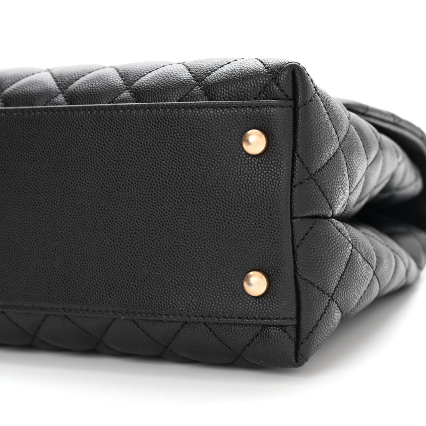 Caviar Lizard Quilted Medium Coco Handle Flap Black