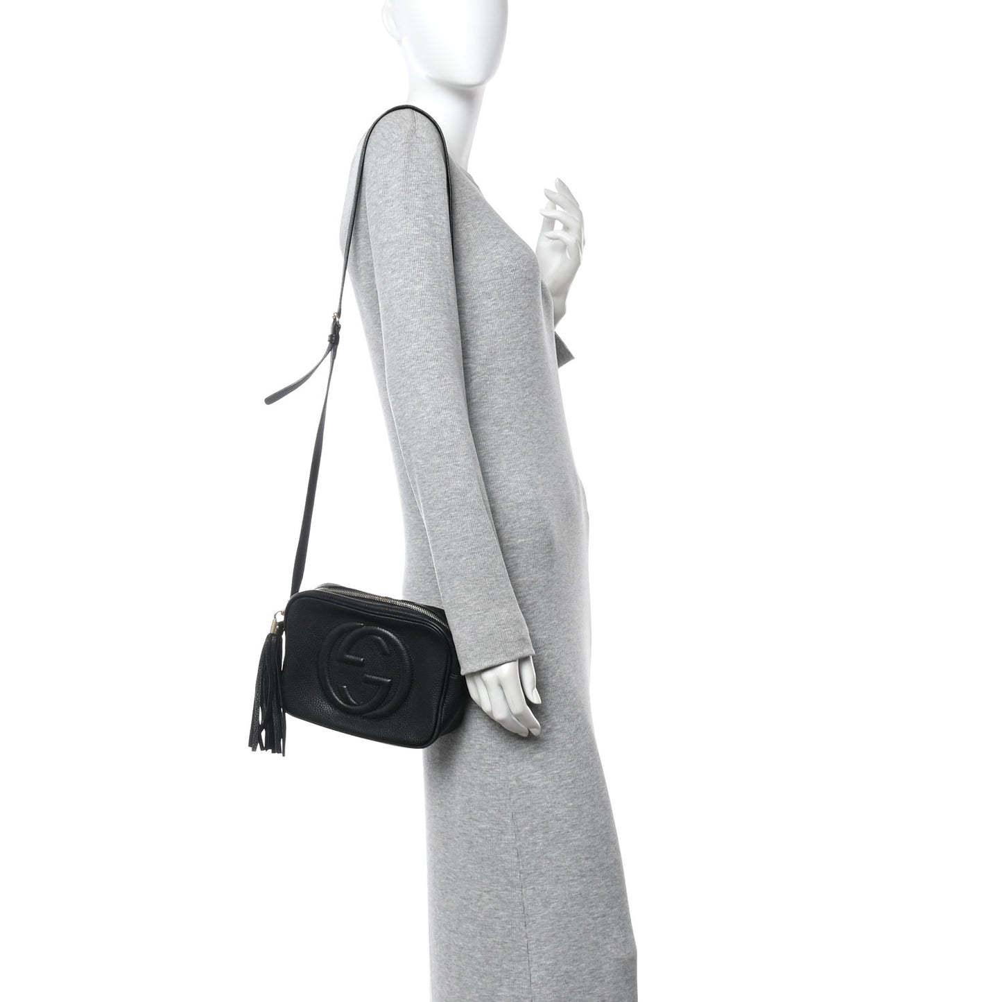 Pebbled Calfskin Small Soho Disco Bag Black