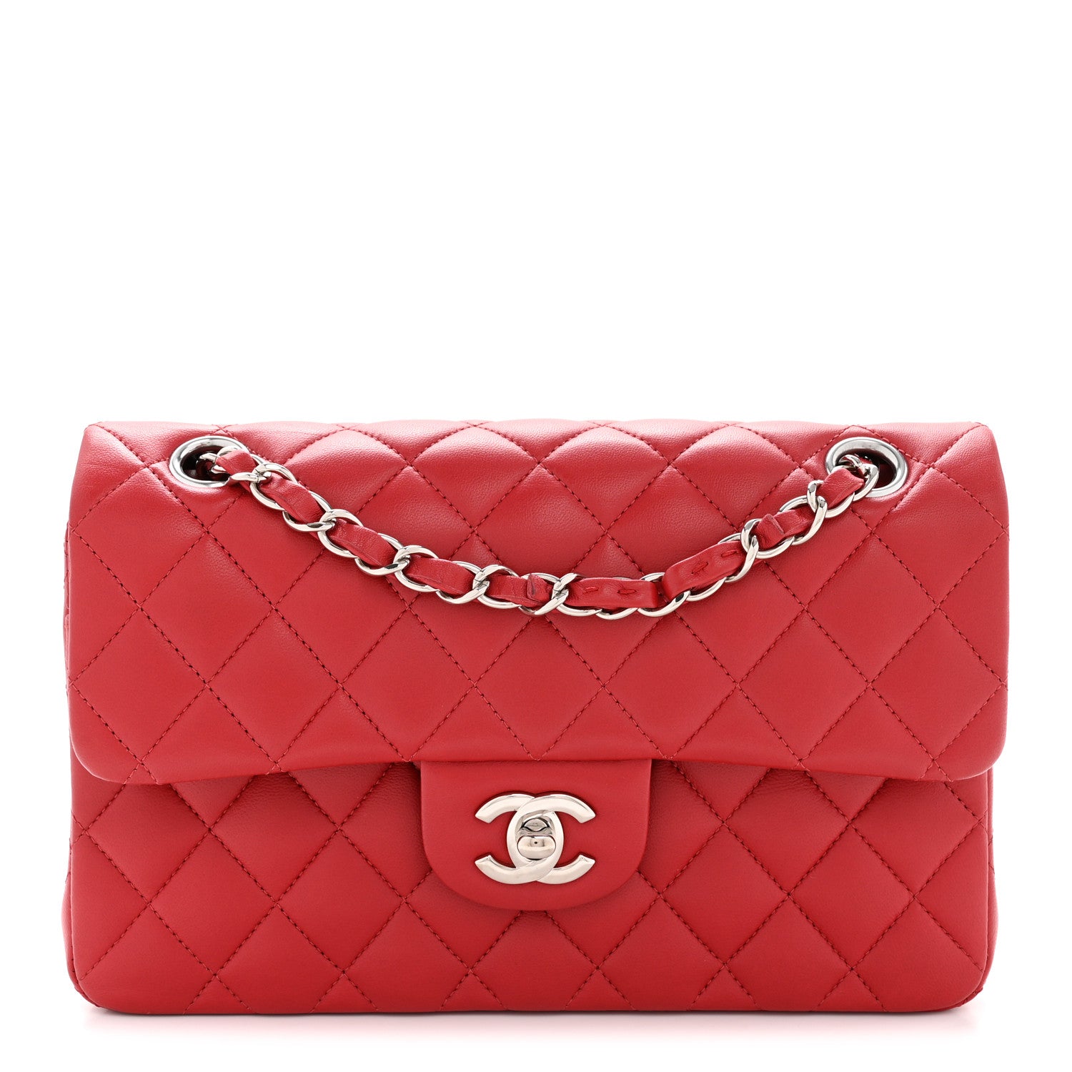 Chanel Lambskin Quilted Small Double Flap Dark Red 1 of 12