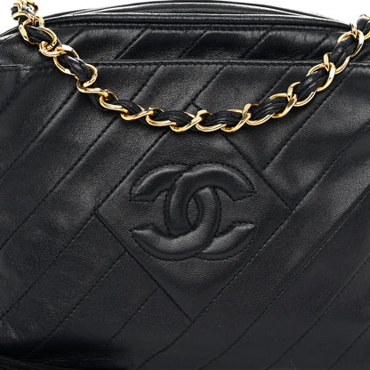 Chanel Lambskin Chevron Quilted Tassel Camera Case Navy 9 of 12