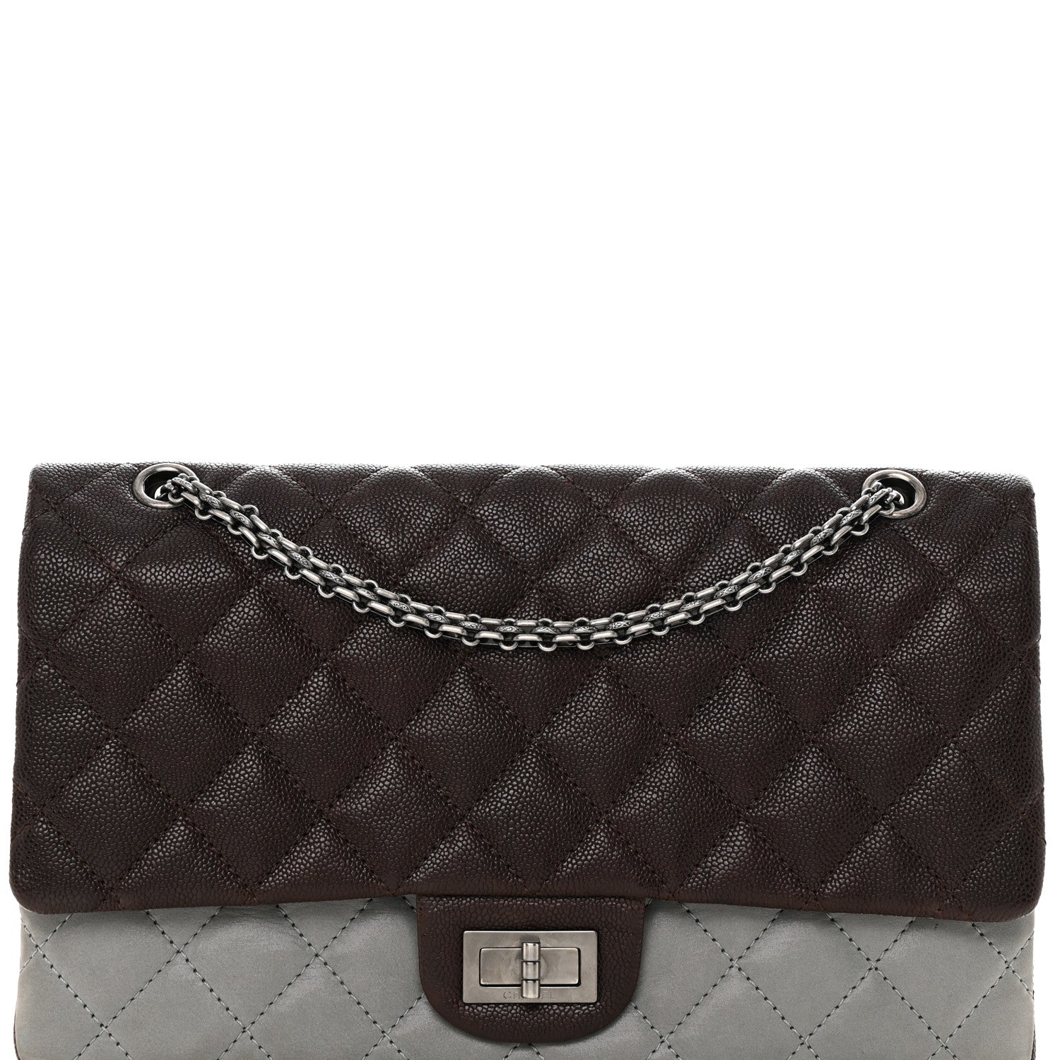 Chanel Caviar Iridescent Calfskin Quilted 2.55 Reissue 226 Flap Brown Grey 8 of 18