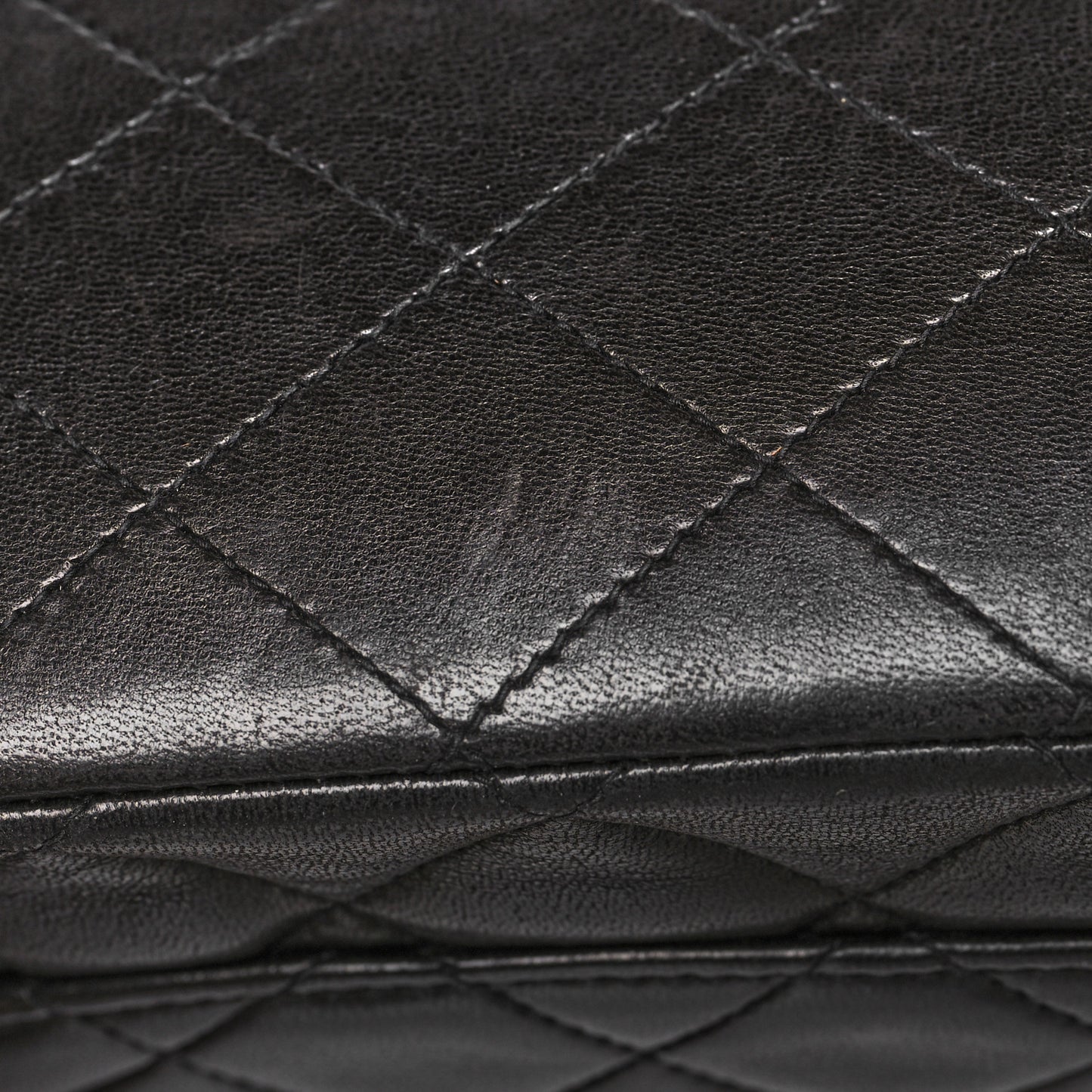 Lambskin Quilted Medium Double Flap Black