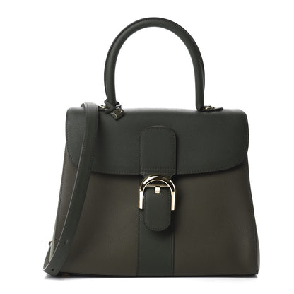 Delvaux Grained Calfskin Bi-Color Brillant MM Satchel Kaki 3 of 12