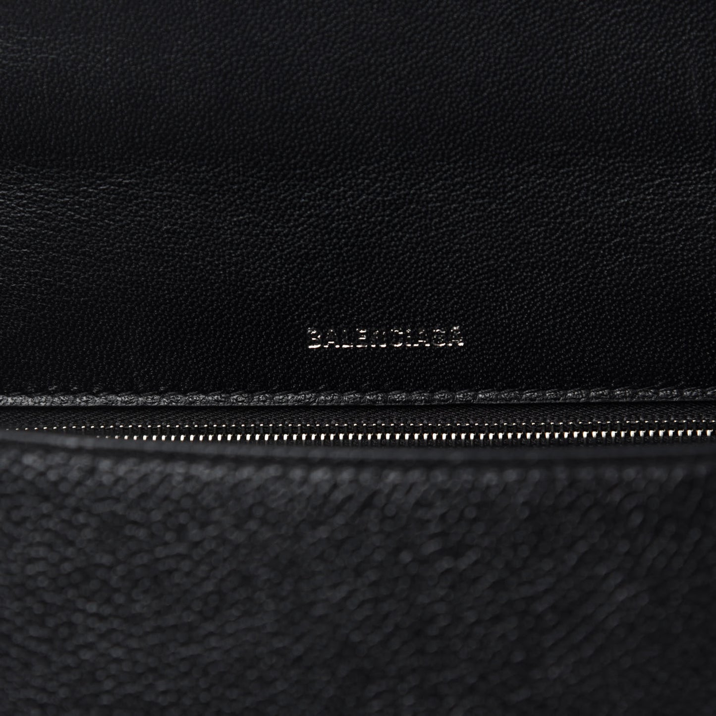 Grained Calfskin Medium Hourglass Top Handle Bag Black