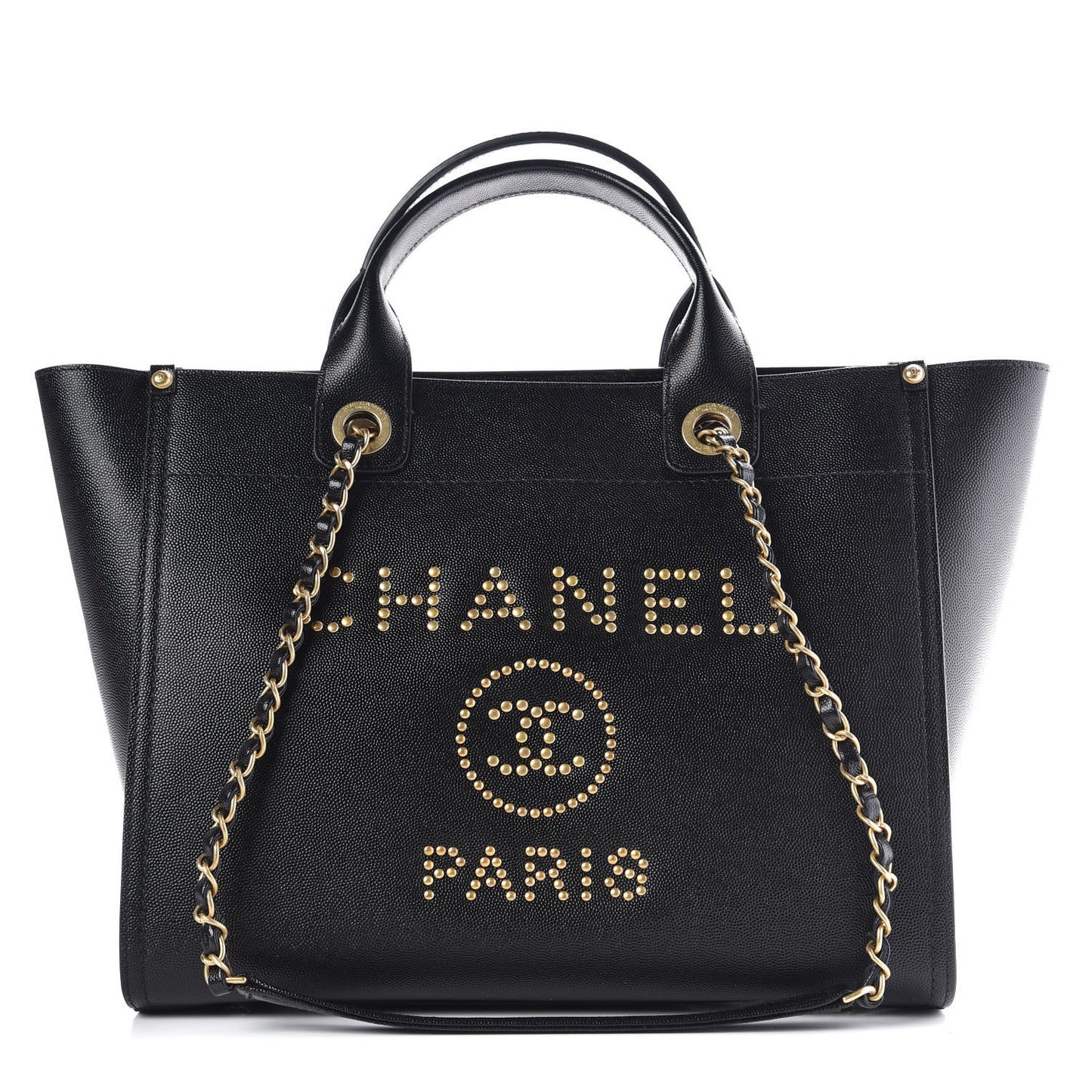 Caviar Small Studded Deauville Tote Black