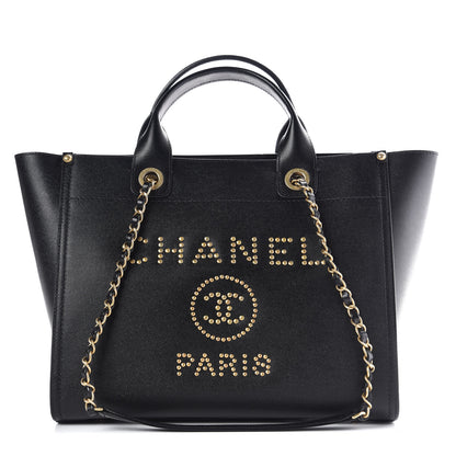 Chanel Caviar Small Studded Deauville Tote Black 1 of 11