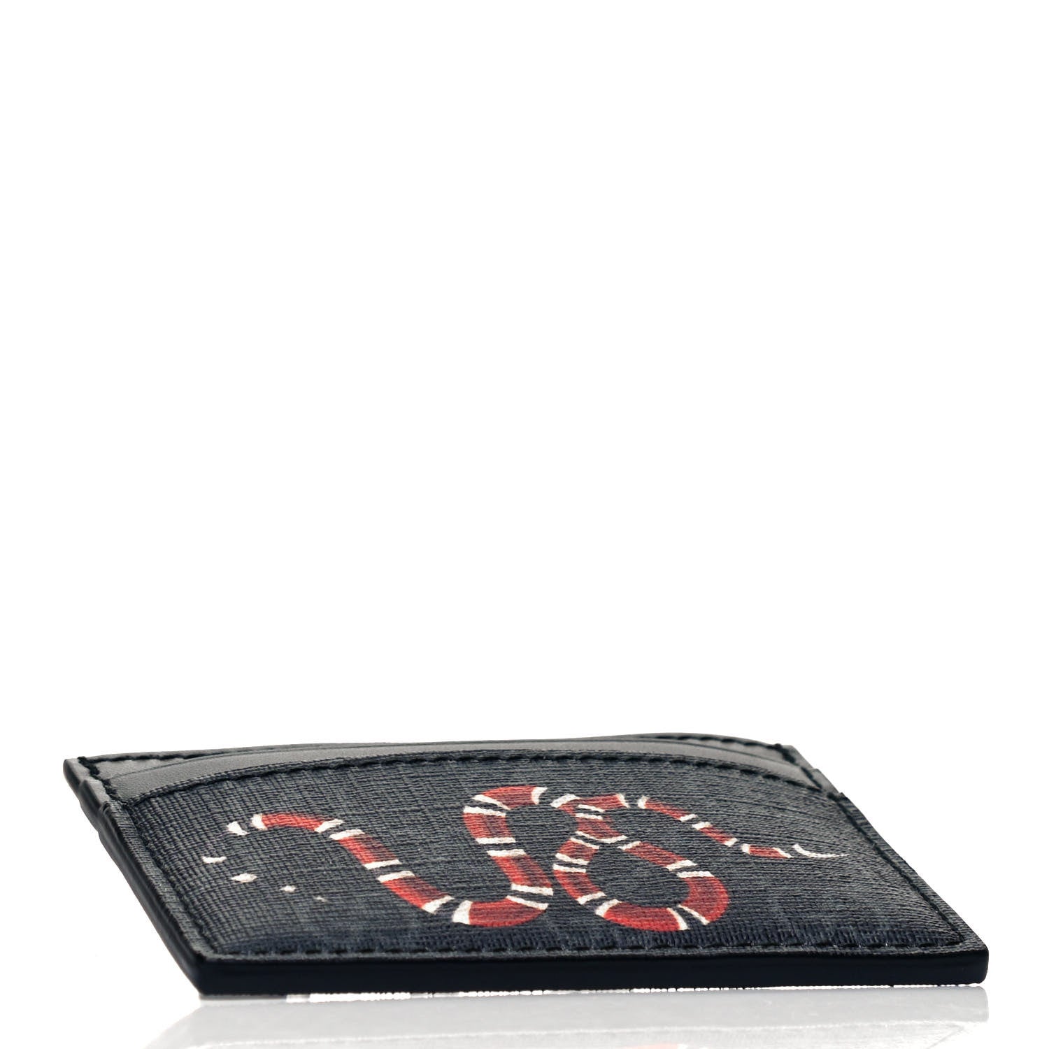 Gucci GG Supreme Monogram Kingsnake Card Holder Black Grey 4 of 6