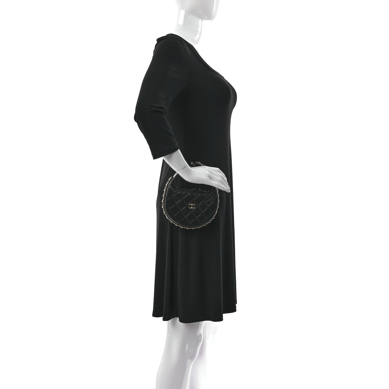 Chanel Lambskin Quilted Chain Around Pouch Black 2 of 11