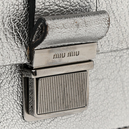 Miu Miu Metallic Goatskin Bandoliera Madras Shoulder Bag Chrome 14 of 19