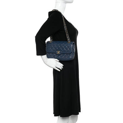 Chanel Crumpled Grained Calfskin Small Two Tone Flap Navy 2 of 10