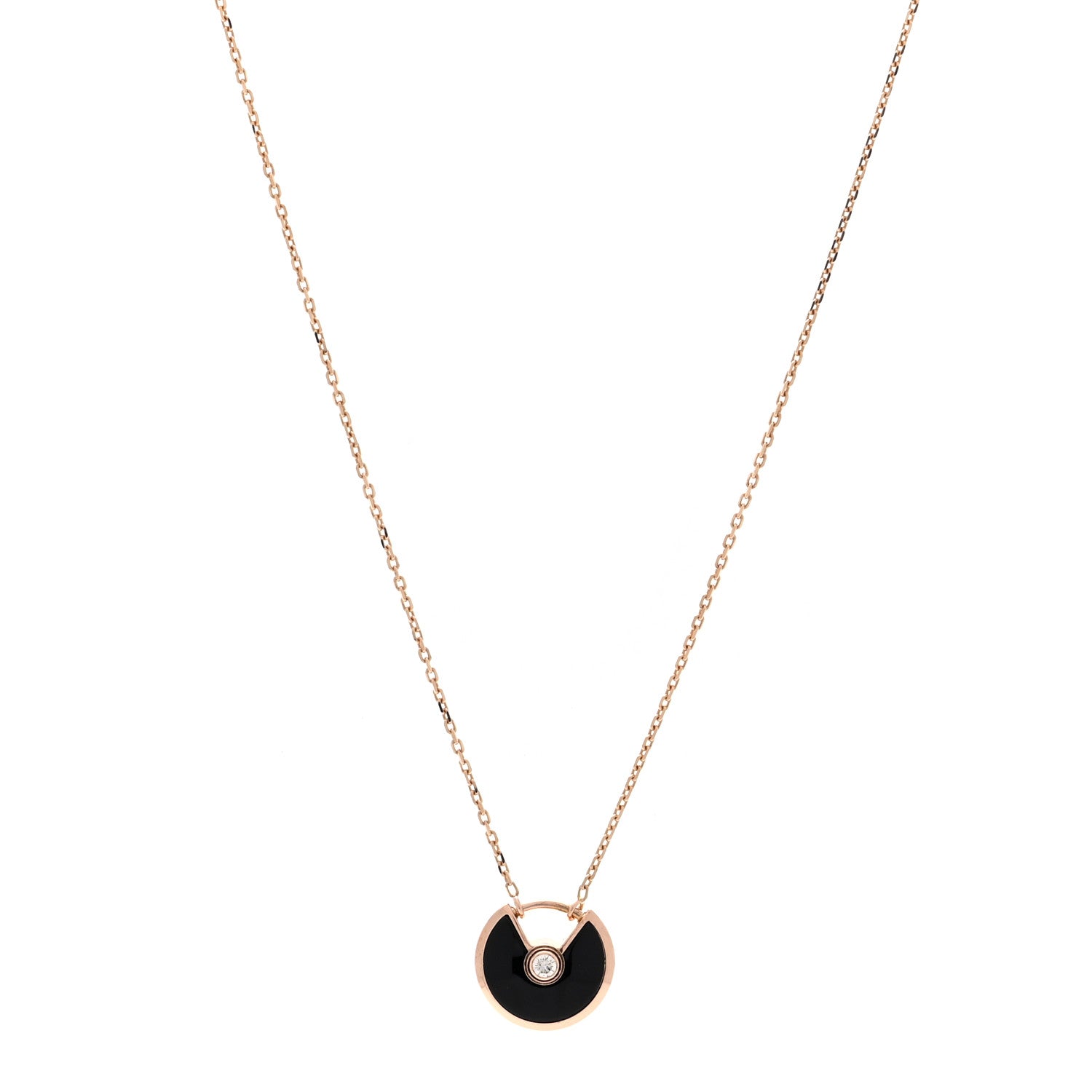 Cartier 18K Pink Gold Diamond Black Onyx XS Amulette de Cartier Pendant Necklace 1 of 5