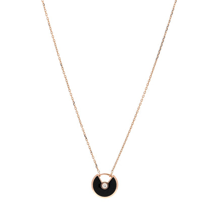 Cartier 18K Pink Gold Diamond Black Onyx XS Amulette de Cartier Pendant Necklace 1 of 5