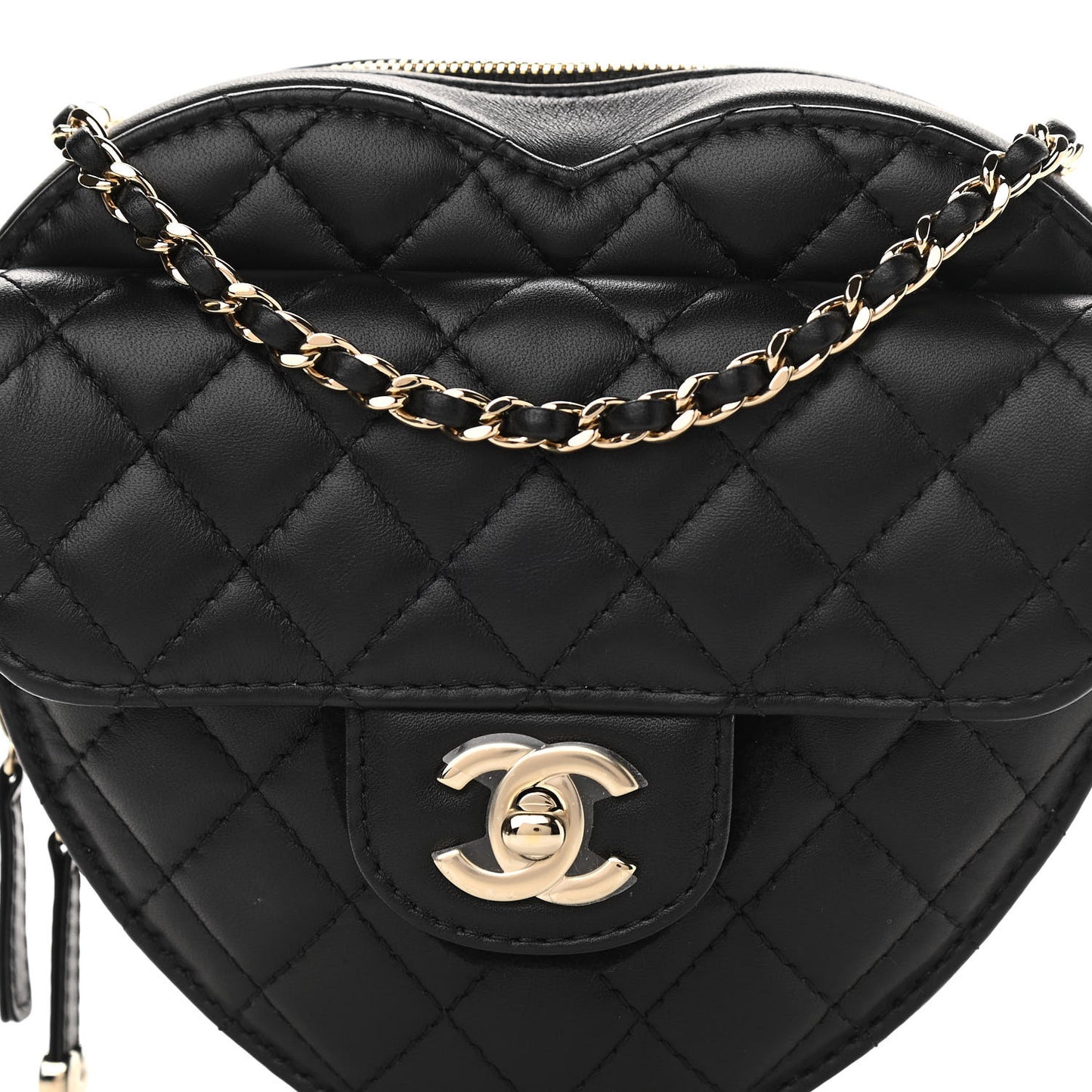 Lambskin Quilted CC In Love Heart Bag Black