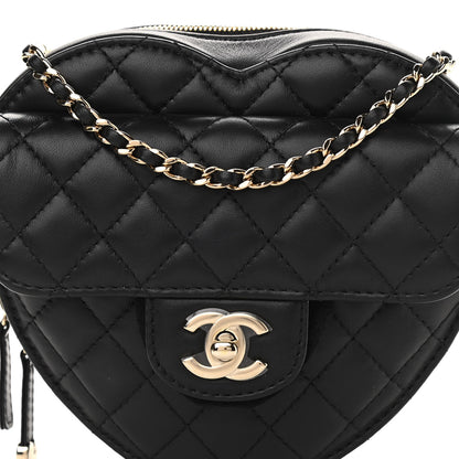Chanel Lambskin Quilted CC In Love Heart Bag Black 8 of 11