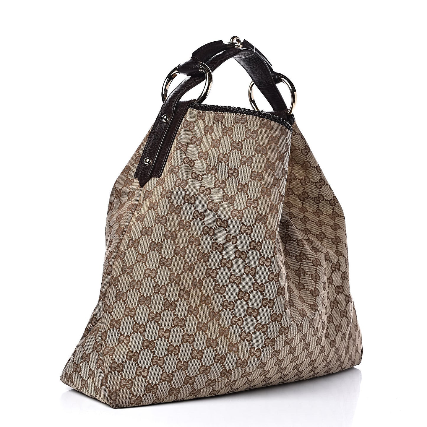 Monogram Large Horsebit Chain Hobo Dark Brown