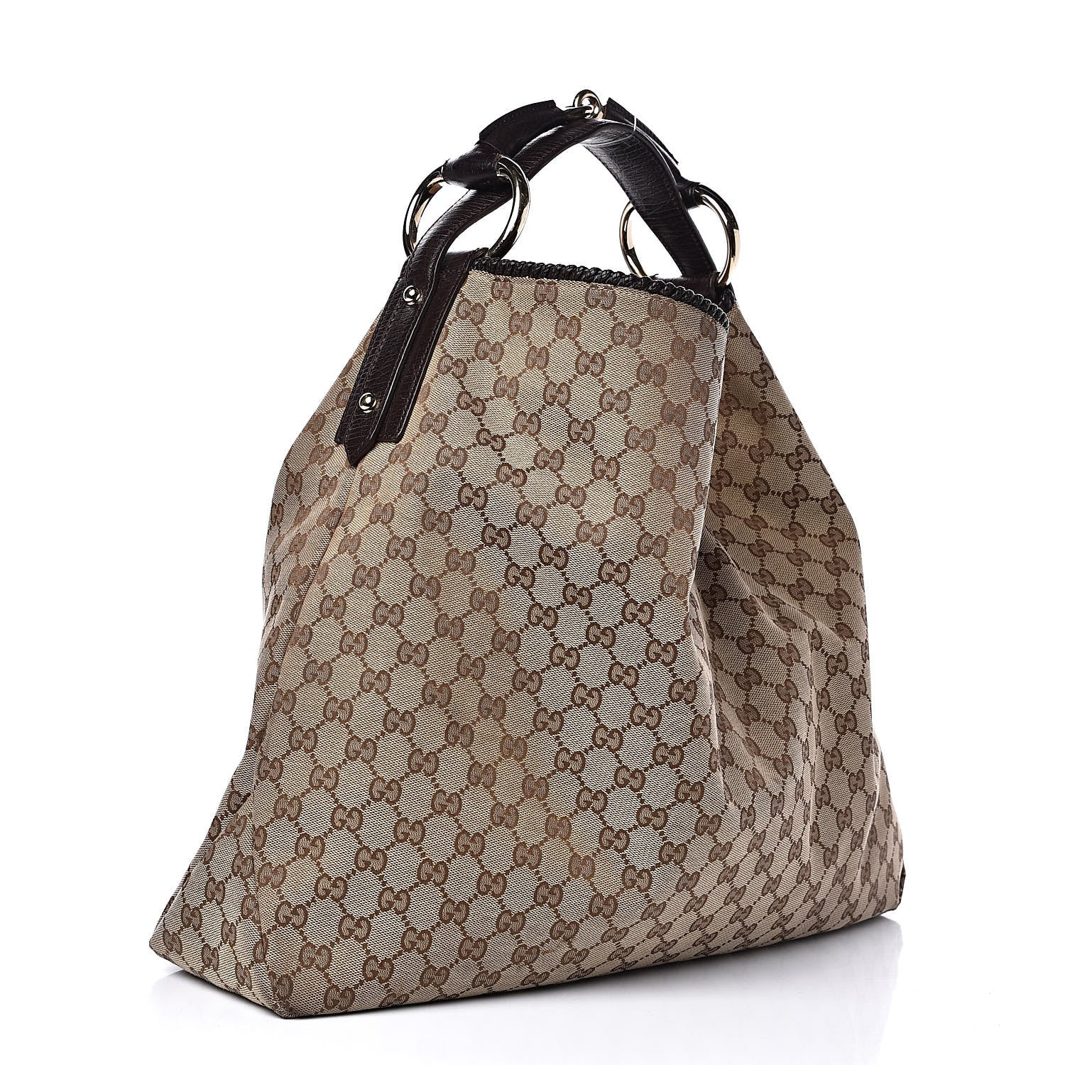 Gucci Monogram Large Horsebit Chain Hobo Dark Brown 3 of 13