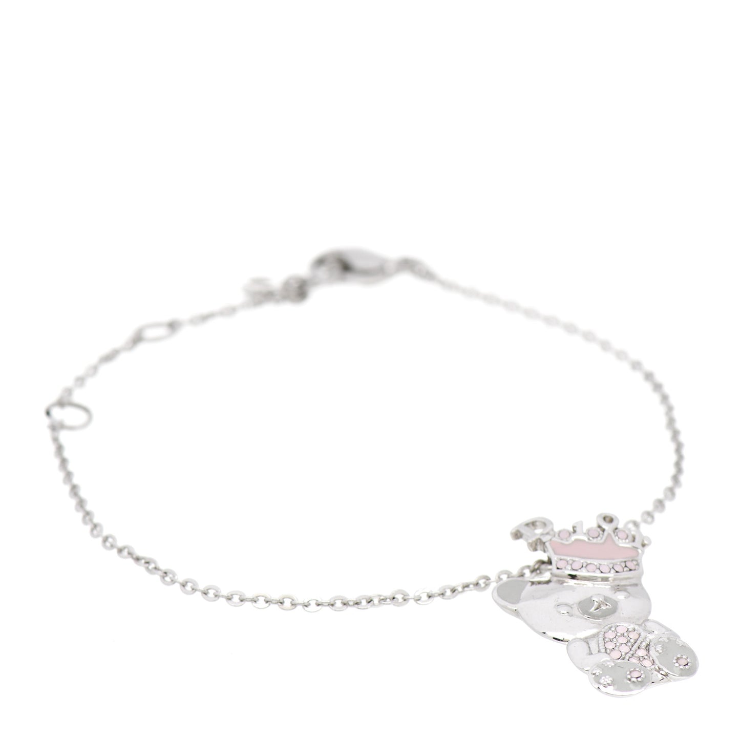 Crystal Bear Bracelet Silver Pink