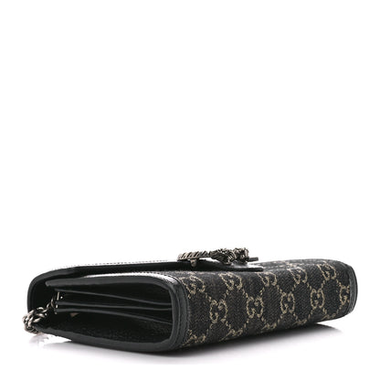 Gucci Jacquard Black Denim GG Monogram Mini Dionysus Chain Wallet Black Ivory 4 of 10