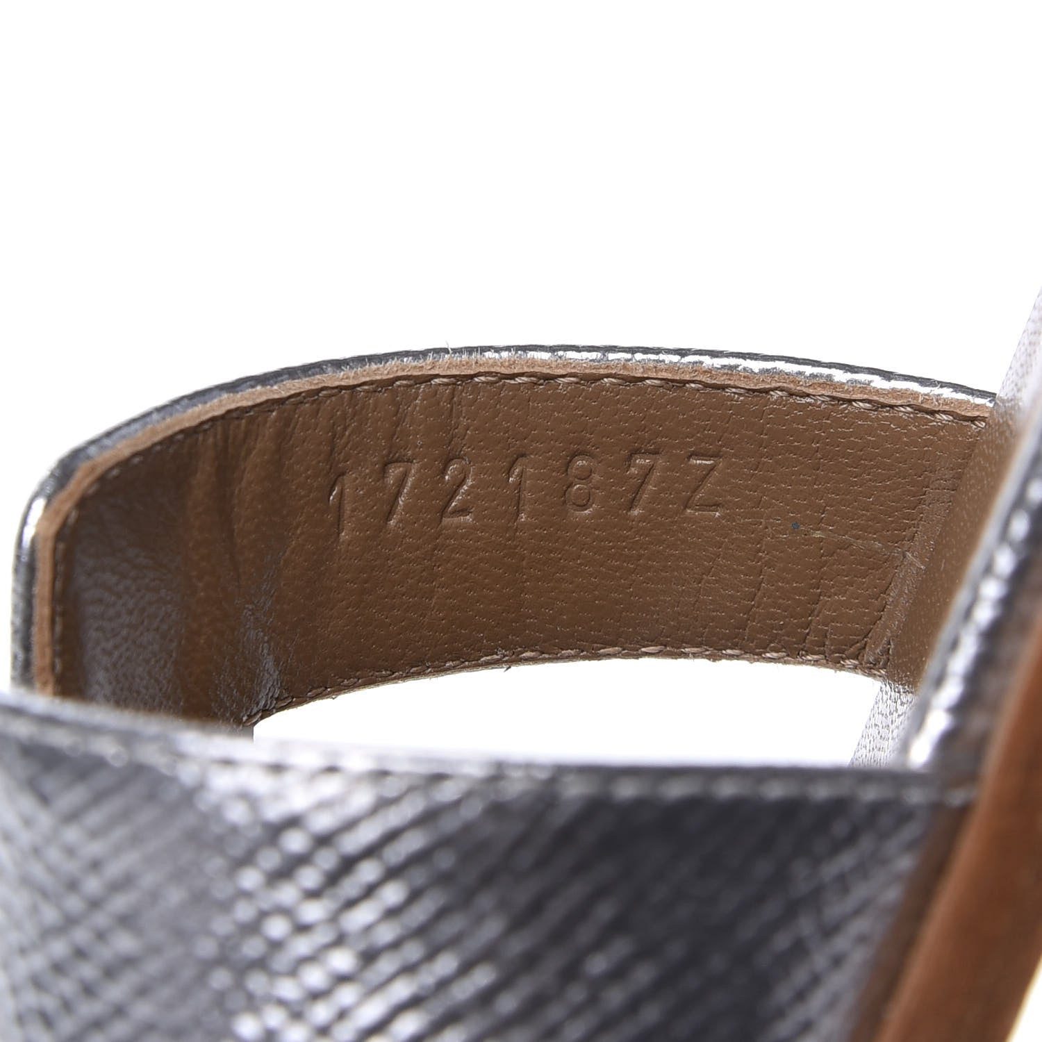 Hermes Metallic Epsom Oran Sandals 38 Gris Argente 10 of 11