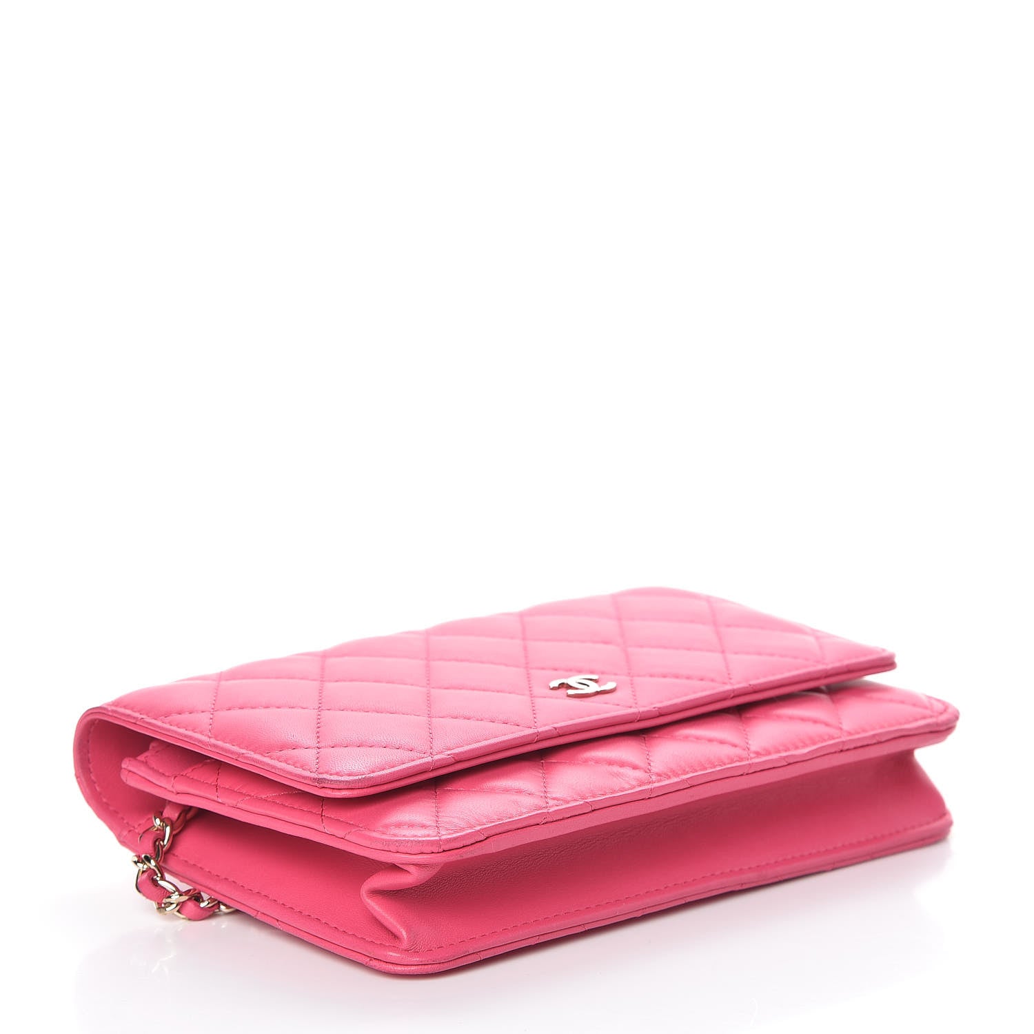 Chanel Lambskin Quilted Wallet On Chain WOC Dark Pink 4 of 17