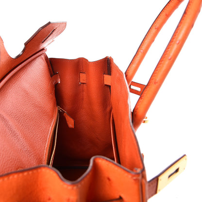 Hermes Ostrich Birkin 30 Orange 14 of 33