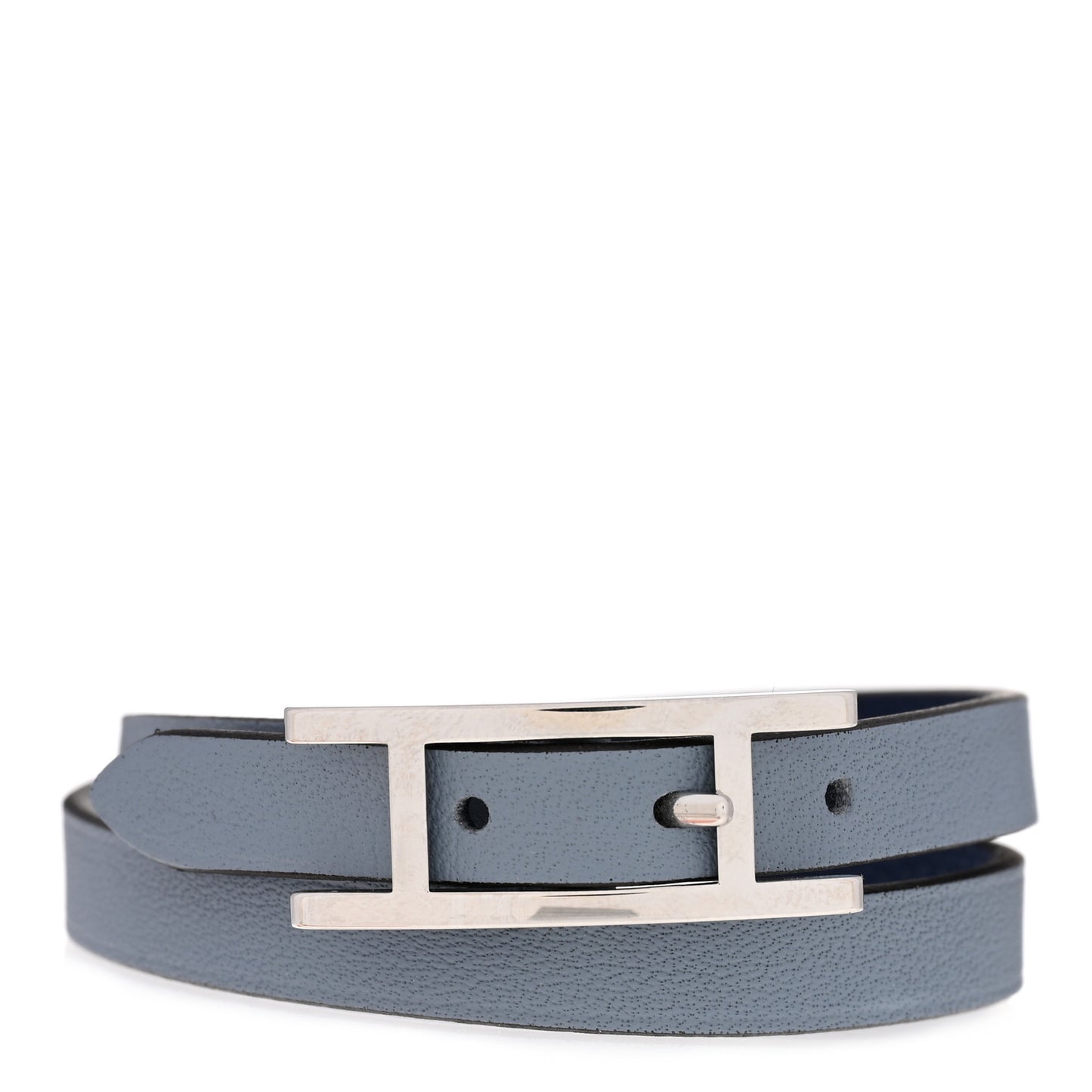 Epsom Swift Behapi Double Tour Bracelet T3 Bleu Lin Bleu Indigo