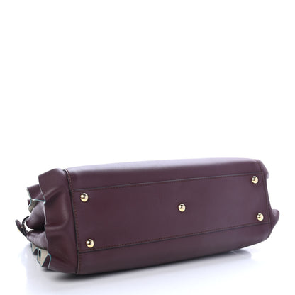 Fendi Vitello Seta Waves Bi-Color Medium Peekaboo Iconic Satchel Bordeaux Latte 3 of 4
