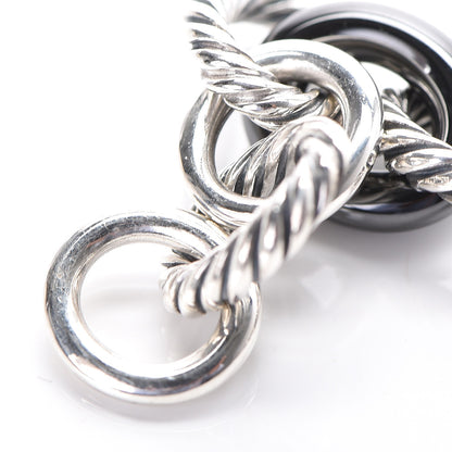 David Yurman Sterling Silver Ceramic 13mm Large Oval Link Bracelet Black 5 of 5