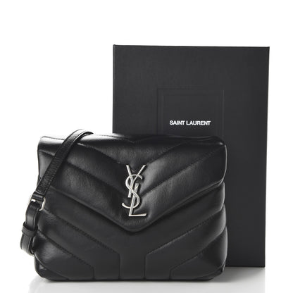 Saint Laurent Calfskin Y Quilted Monogram Toy Loulou Crossbody Bag Black 10 of 10