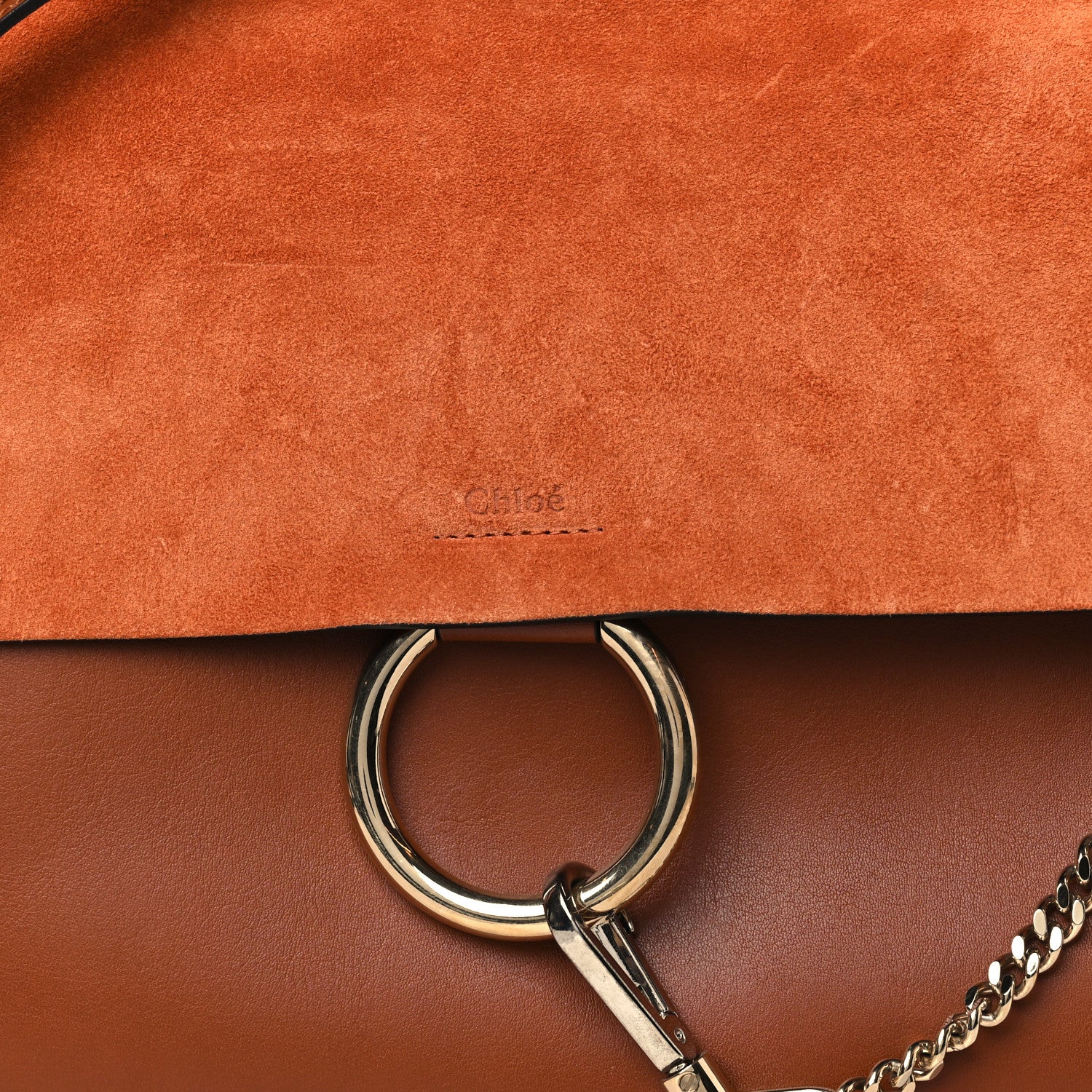 Chloe Suede Calfskin Medium Faye Shoulder Bag Tobacco 8 of 11