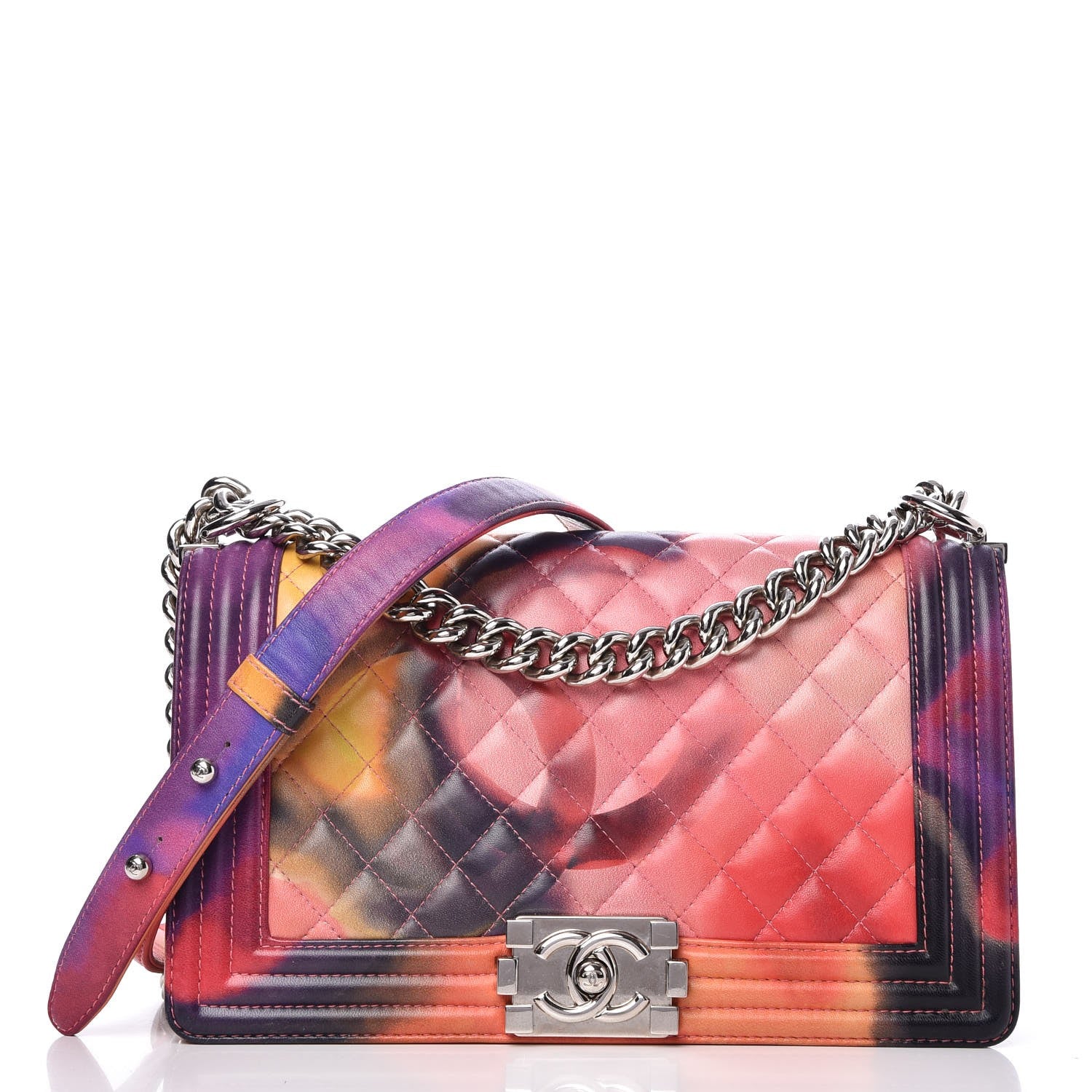 Chanel Printed Lambskin Quilted Medium Flower Power Boy Flap 1 of 9