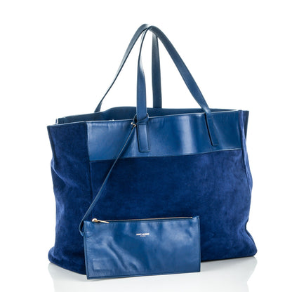 Saint Laurent Calfskin Suede Reversible East West Shopper Tote Blue 3 of 9