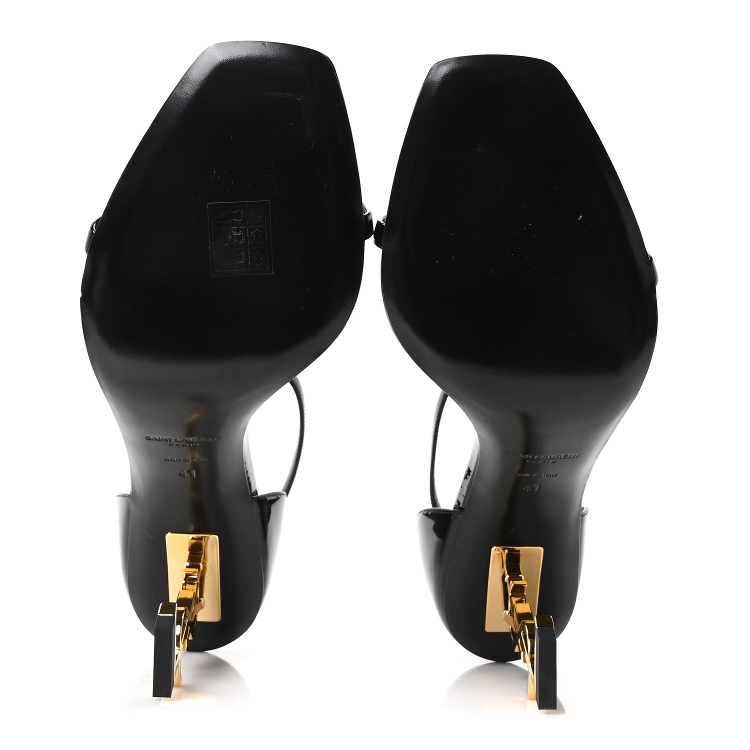 Saint Laurent Patent Calfskin Opyum 85 Sandals 41 Black Gold 6 of 10