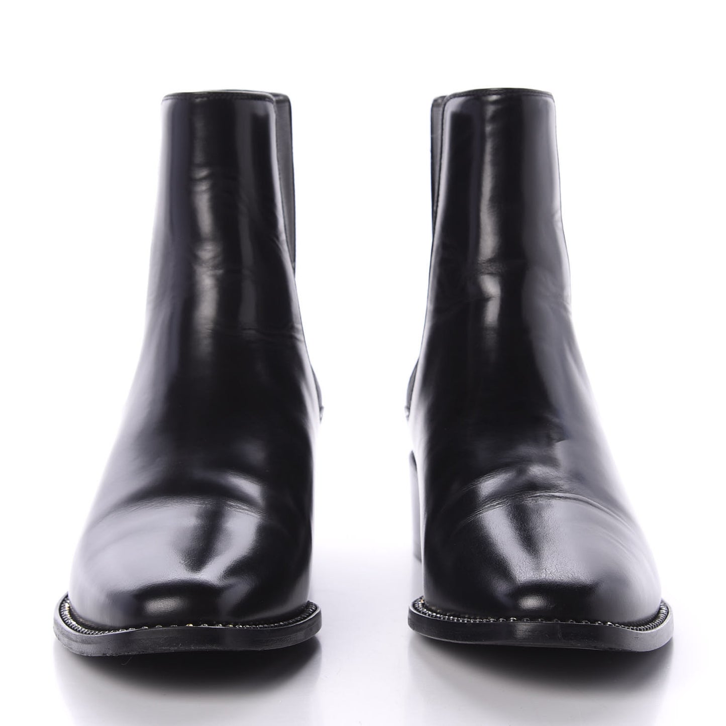 Glazed Calfskin Crystal Tomboy Ankle Boots 37.5 Black