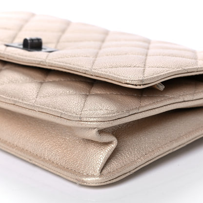 Chanel Metallic Sheepskin Quilted Reissue Wallet On Chain WOC Beige 13 of 13