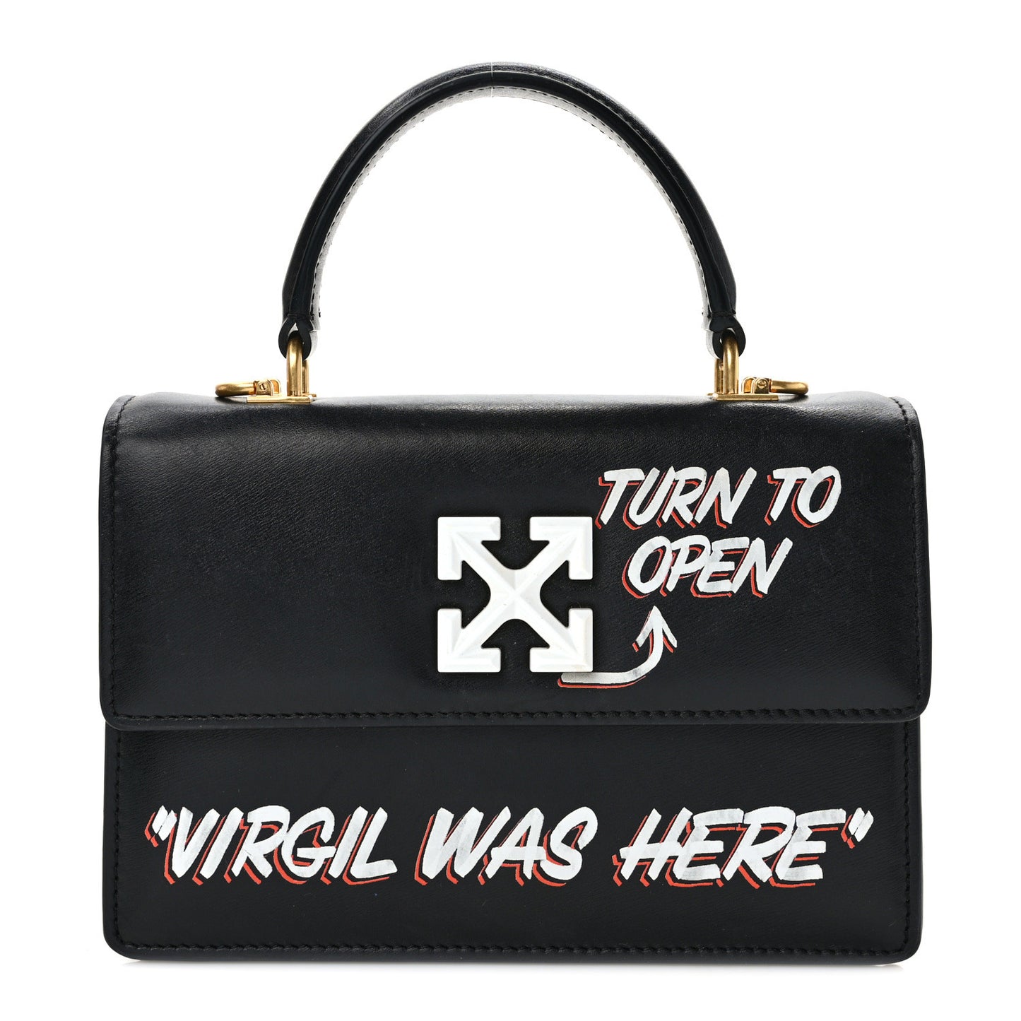 Calfskin Jitney 1.4 Virgil Was Here Shoulder Bag Black