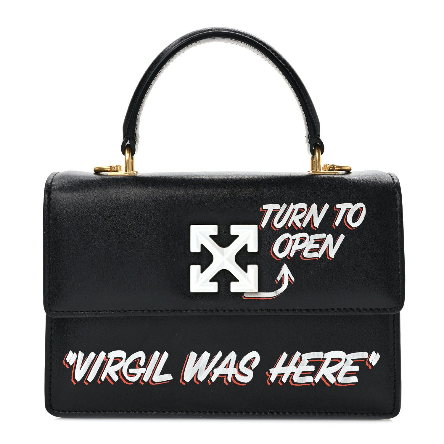 Off-White Calfskin Jitney 1.4 Virgil Was Here Shoulder Bag Black 1 of 9