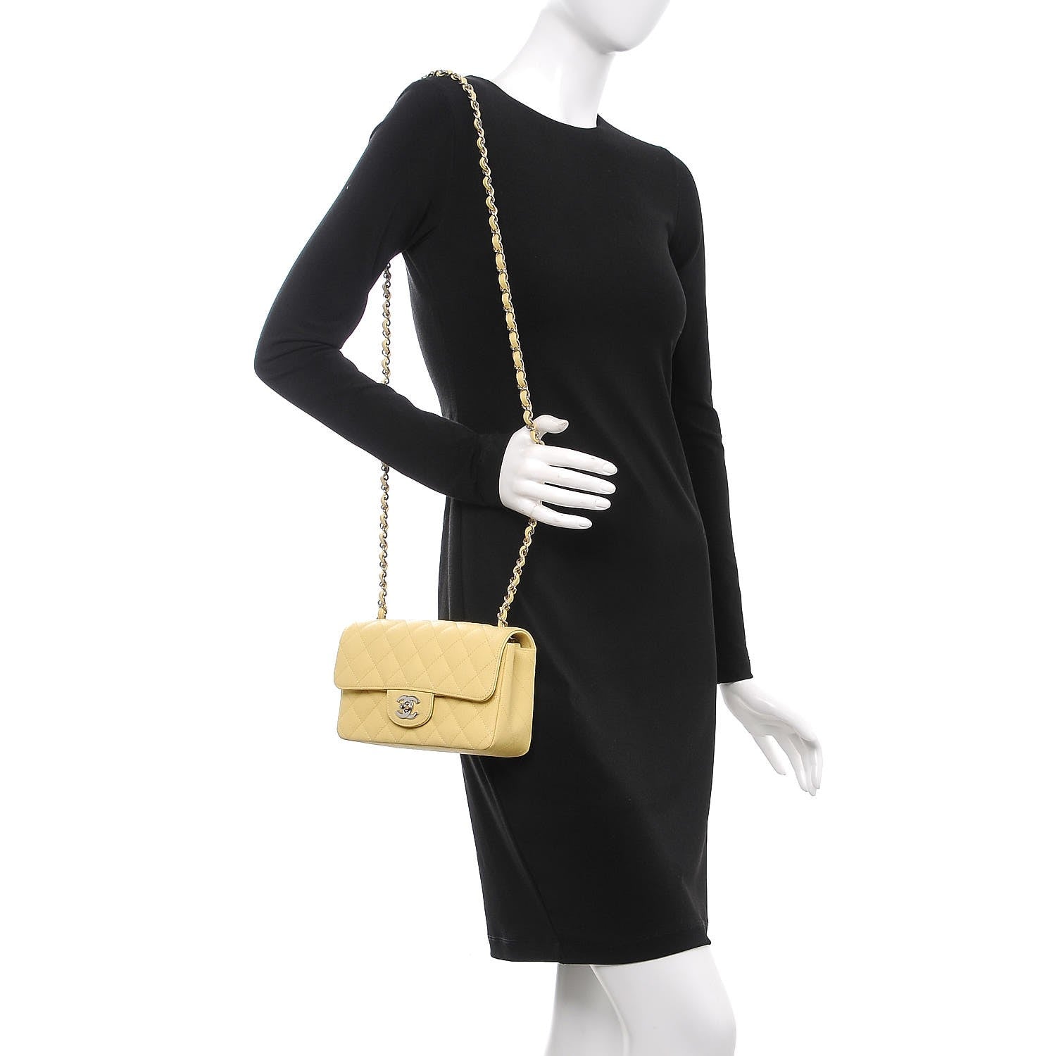 Chanel Caviar Quilted Mini Rectangular Flap Light Yellow 2 of 7