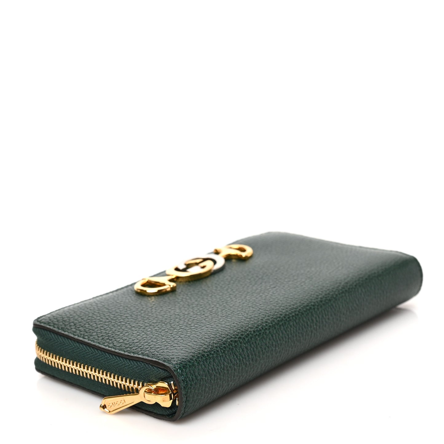 Grainy Calfskin Zumi Zip Around Wallet Vintage Green