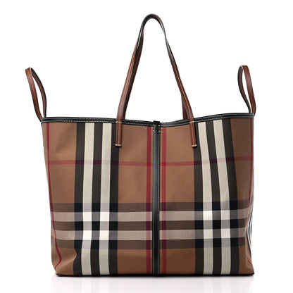 Burberry Vintage Check XL Beach Tote Dark Birch 4 of 13