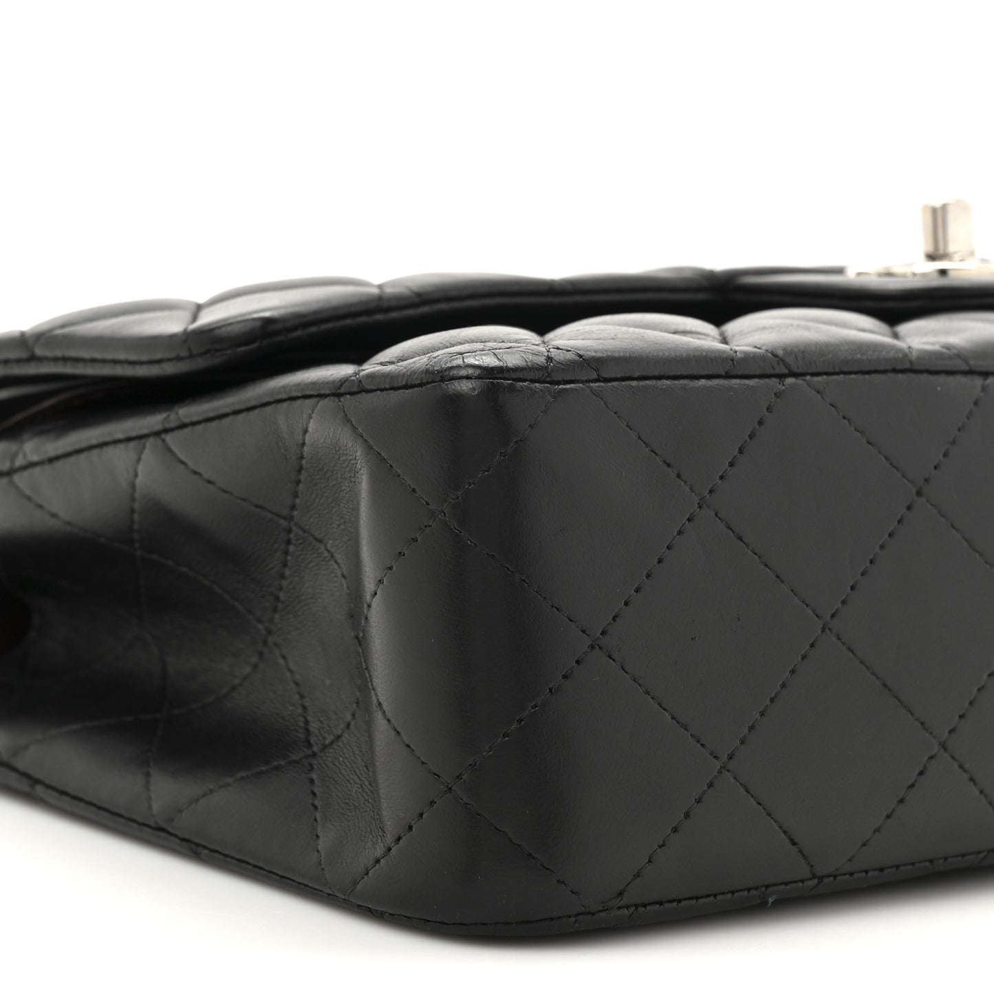 Lambskin Quilted Medium Double Flap Black
