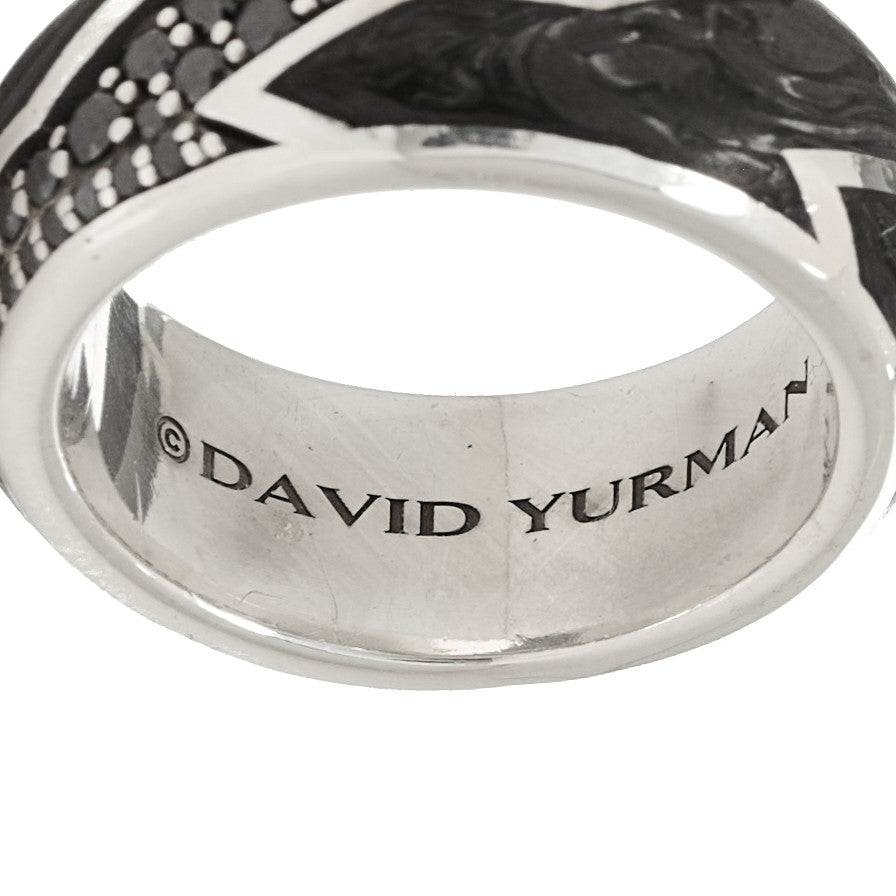Sterling Silver Black Diamond Forged Carbon Beveled Band Ring 63 10.25