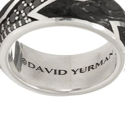 David Yurman Sterling Silver Black Diamond Forged Carbon Beveled Band Ring 63 10.25 4 of 6