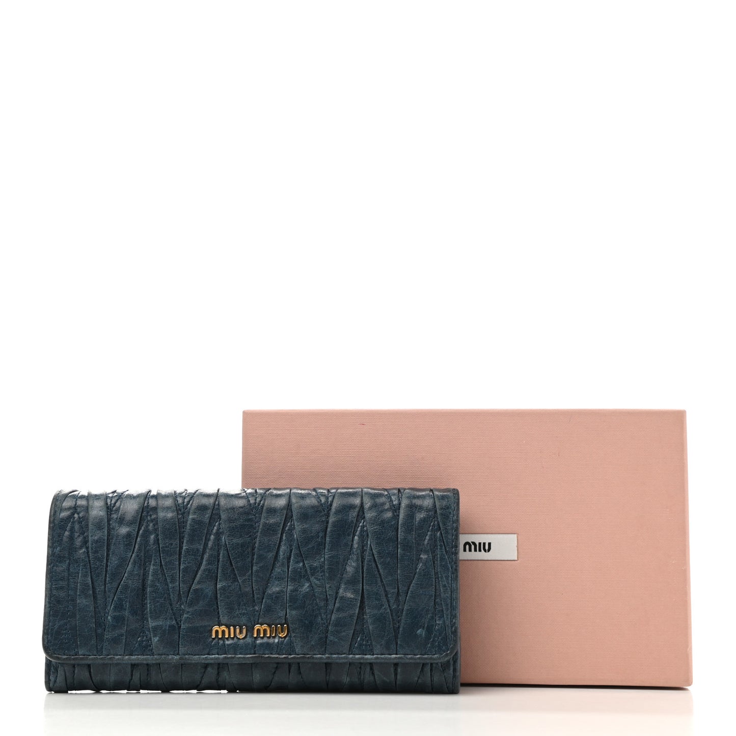 Nappa Matelasse Flap Wallet Bluette