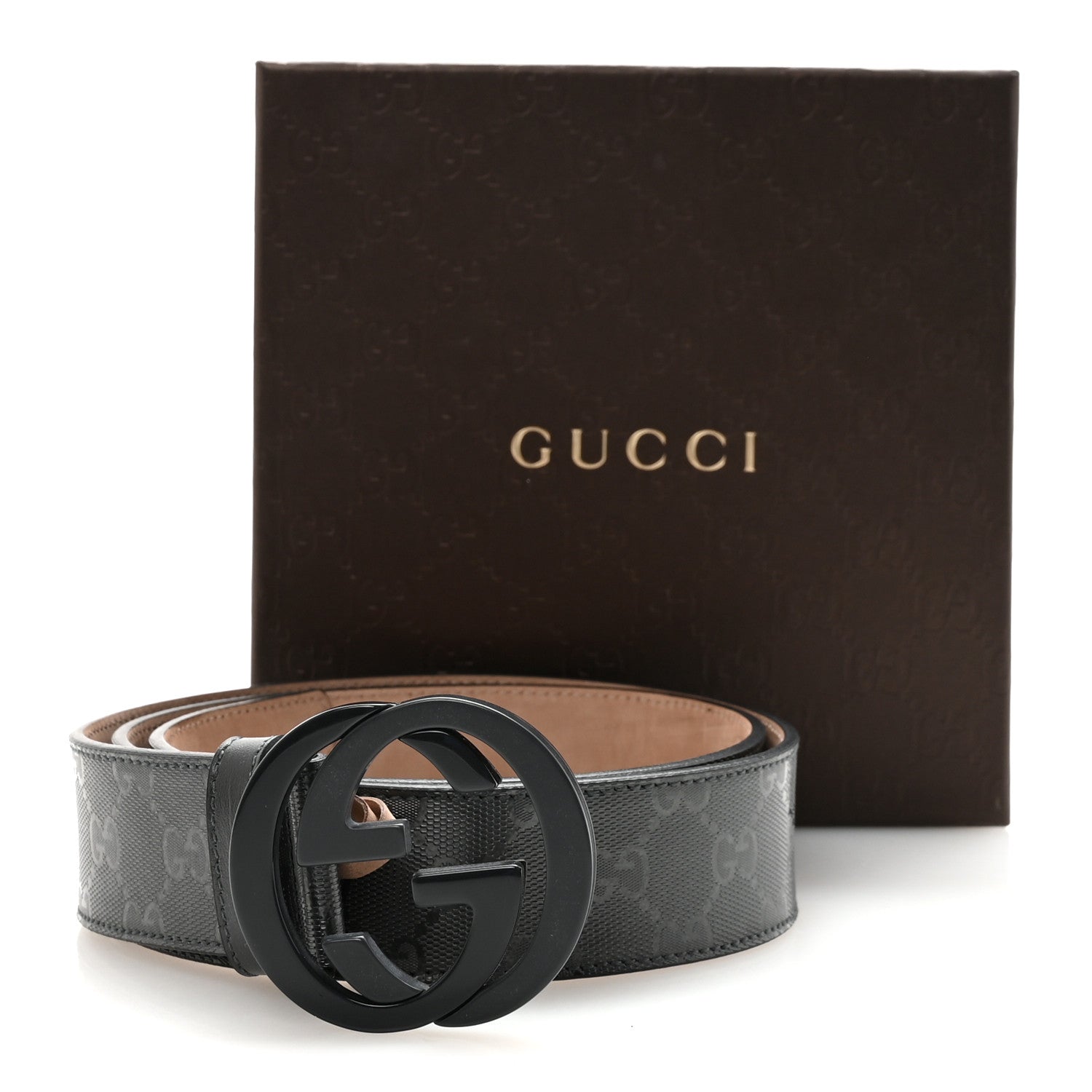 Gucci Imprime Monogram Interlocking G Belt 95 38 Black 1853353