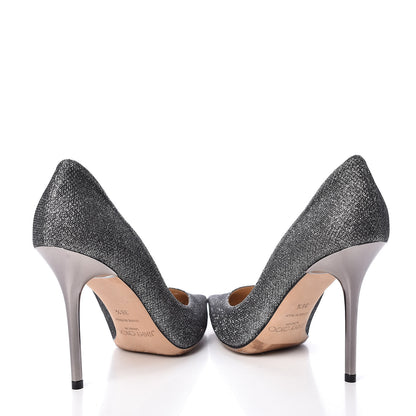 Jimmy Choo Glitter Pointy Toe Romy 100 Pumps 36.5 Anthracite 6 of 12